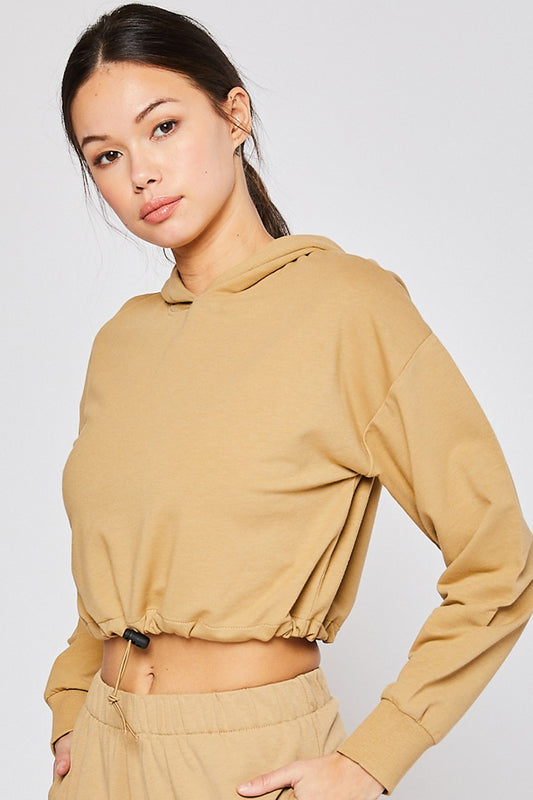 Camel Pre-Washed Cropped Sweatshirt